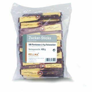 Zuckersticks Hellma 7441956, Folienbeutel, gemahlen, 4g, wei, 100 Stck