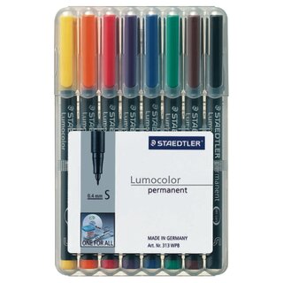 OHP-Stift Staedtler Lumocolor 313S, wasserfest, Strichstrke: 0,4mm, 8er Etui