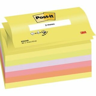 Haftnotizen Post-it Z-Notes R350NR, 127 x 76 mm, 6 Blcke  100 Blatt, farbig