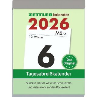 Zettler Abreißkalender 305, 1T/1S, Rückseite bedruckt,...