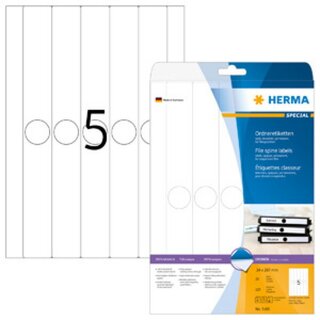 Ordner-Etiketten Herma 5165, fr schmale Hngeordner, wei, 125 Stck