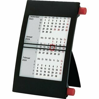 Bhner Tischkalender J2K, 3 Monate / 1S, 11x18cm, 2-farbig, schwarz/rot, 2025