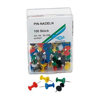 Pinnadeln Wedo 54299, Nadellnge: 12mm, farbig sortiert, 100 Stck