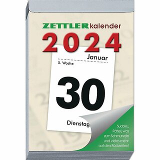 Zettler Abreikalender 313 XXL, 1T/1S, Rckseite bedruckt, A6, 2025