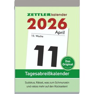 Zettler Abreißkalender 313 XXL, 1T/1S, Rückseite...