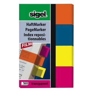 Haftmarker Sigel HN614, 4-farbig, 50 x 80mm, sortiert, 4 Stck