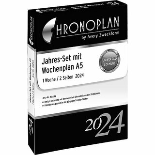 Chronoplan Jahresplaner 50295 Midi, 1W/2S, A5, Jahresset, 2025