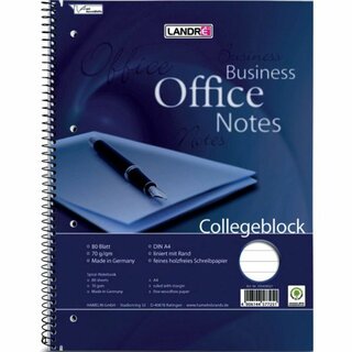 Collegeblock Landre 100050246, liniert, 4fach Loch, A4, 70g, wei, 80 Blatt