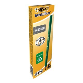 Bleistift BIC Conte Evolution 650, Hrtegrad: HB, grn lack. Schaft, 12 Stck