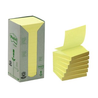 Haftnotizen Post-it Recycling Z-Notes R3301T, 76 x 76 mm, 16 x 100 Blatt, gelb