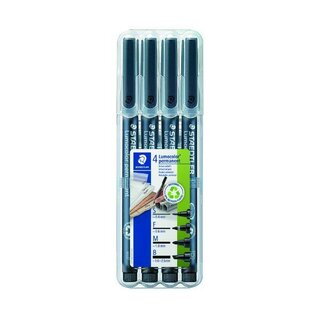 STAEDTLER OH-Stift Lumocolor 31-9 WP4GS, S/F/M/B, permanent, schwarz, 4 Stck