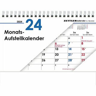 Zettler Tischkalender 985, 1W/2S, quer, 20 x 15cm, wei, 2025