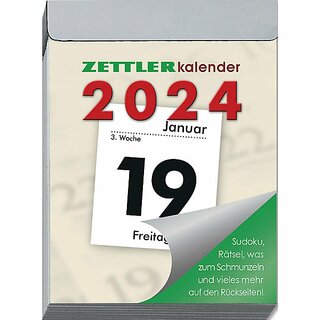 Zettler Abreikalender 302, 1T/1S, Rckseite bedruckt, 5,5 x 7,4cm