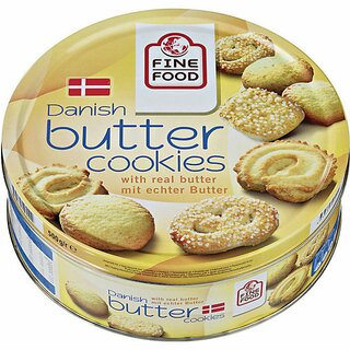 Fine Food Danish Butter Cookies, verschiedene Sorten, 500 Gramm