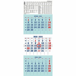 Zettler 3-Monatskalender 952, 30 x 80cm, blau/rot, 2025