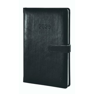 Chronobook Buchkalender 50805 Business Midi, 1W/2S, 14 x 21,5cm, schwarz, 2025