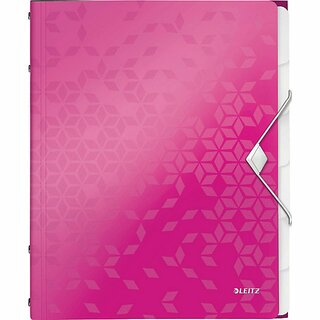 Ordnungsmappe Leitz 4633 WOW, 6 Fcher, mit Gummizug, pink metallic