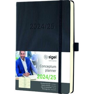 Sigel Buchkalender C2501, Conceptum, 1W/2S, 18 Mon., 14,8x21,3cm, schwarz, 2025