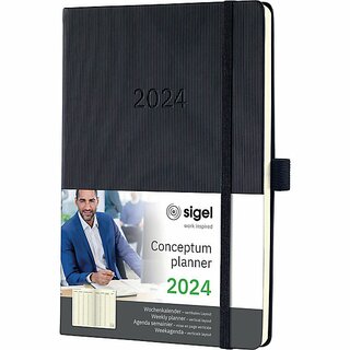 Sigel Buchkalender C2519 Conceptum, 1W/2S, Hardcover, A5, schwarz, 2025