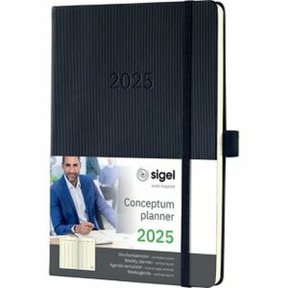 Sigel Buchkalender C2519 Conceptum, 1W/2S, Hardcover, A5, schwarz