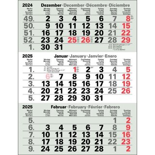 Bhner Ersatzbltter f.Tischkalender M3TKM, 3 Monate / 1 Seite, 11 x 22 cm, 2025