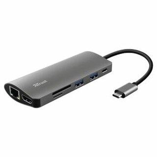 7-in-1-USB-C-Multiport-Adapter Trust 23675, Dalyx, Aluminium, schwarz