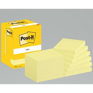 Haftnotizen Post-it 657, 76x102mm, 100 Blatt, gelb, 12 Stck