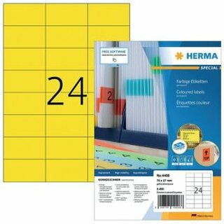 Herma 4406 Etiketten 70x37mm Gelb 2400 Stck