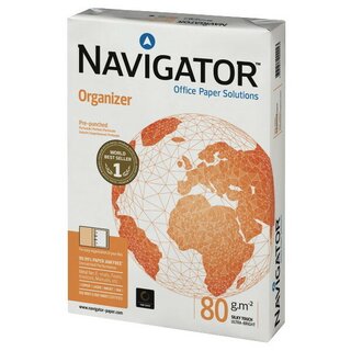 Kopierpapier Navigator Organizer, A4, 80g, 2fach gelocht, wei, 500 Blatt