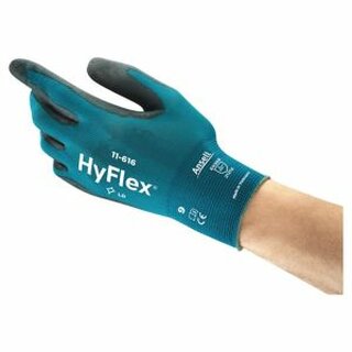 Ansell Schutzhandschuhe 11-616, HyFlex, Mehrzweck, Gre 8, petrol/swz, 1 Paar