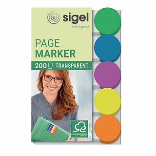 Haftmarker Sigel HN301, 5-farbig, 50 x 12mm, sortiert