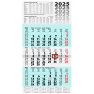 Brunnen 3-Monatskalender 1070210315, 30 x 55,5cm, blau (schwarz/rot), 2025