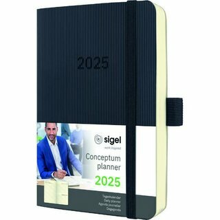 Sigel Buchkalender C2521, Conceptum, 1T/1S, Softcover, A6, schwarz, 2025