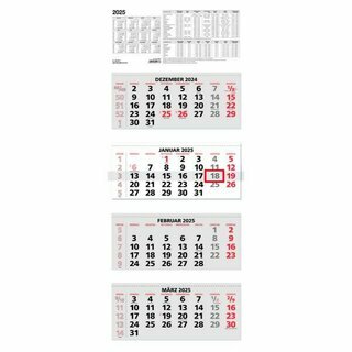 Zettler 4-Monatskalender 964, 33 x 80cm, schwarz/rot, 2025