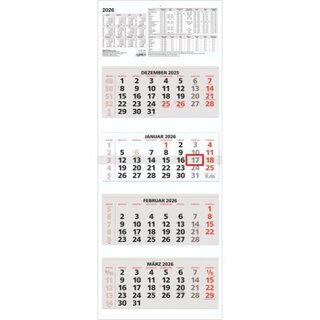 Zettler 4-Monatskalender 964, 33 x 80cm, schwarz/rot, 2026