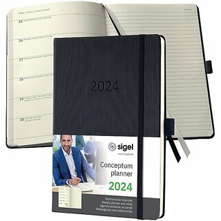 Sigel Buchkalender C2514, Conceptum, Notizkalender, 1W/2S, Hardcover, A5
