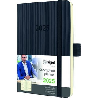 Sigel Buchkalender C2523 Conceptum, 1W/2S, Softcover, A6, schwarz, 2025