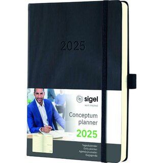 Sigel Buchkalender C2510, Conceptum, 1T/1S, Hardcover, A5, schwarz, 2025