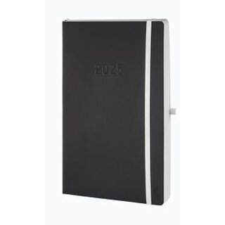 Chronobook Buchkalender 50945 Midi, 1T/1S, 13,5 x 21cm, Softcover, schwarz (A5)