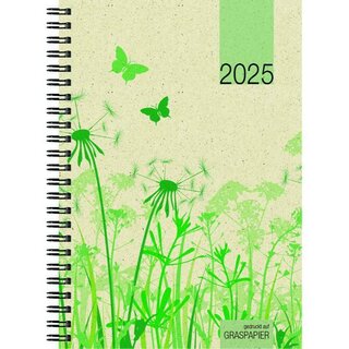 Zettler Buchkalender 759 Grasserie, 1W/2S, Hardcover, A5, sort, UWS, 2025