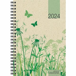 Zettler Buchkalender 759 Grasserie, 1W/2S, Hardcover, A5, sort, UWS