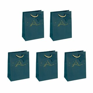 Sigel Gt035 Geschenktasche Medium Weihnachtsbaum blau 5 Stck