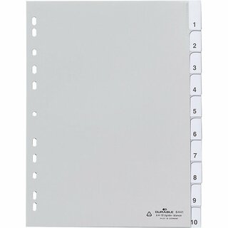 Durable Register PP Fenstertab blanko grau A4 10tlg. volle H.