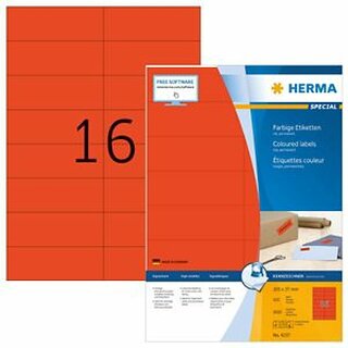 Etiketten Herma 4257 PREMIUM, 105 x 37mm (LxB), rot, 1600 Stck