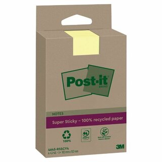 Post-It Super Sticky Rec Notes UU012762195, Gelb, 102x152mm, 70 Blatt, 4 Stck