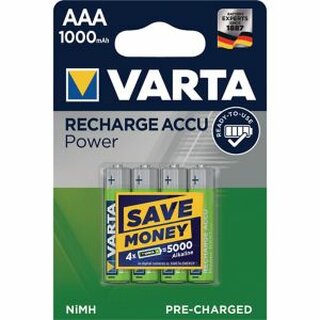 Akku Varta 5703301404, Micro, HR03/AAA, 1,2 Volt, 1000mAh, Professional, 4Stck