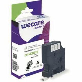 Schriftband WECARE kompatibel mit DYMO 44613, 6mmx7m, swz/wei