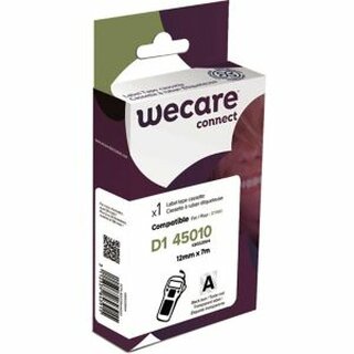 Schriftband WECARE kompatibel mit DYMO 45010, 12mmx7m, schwarz/transparent