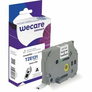 Schriftband WECARE, kompatibel mit BROTHER TZE-131, 12mmx8m, schwarz/transparent