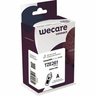 Schriftband WECARE, kompatibel mit BROTHER TZE-261, 36mmx8m, schwarz/wei